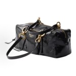 PRADA Dangle brand logo zipper opening single-shoulder handbag, medium size for women, black